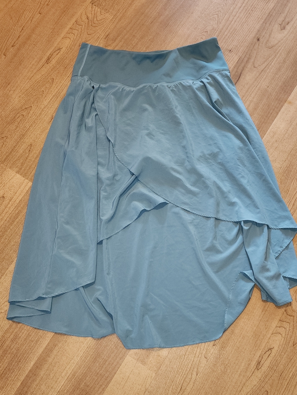 Dusty Blue High-Low Layered Wrap Skort